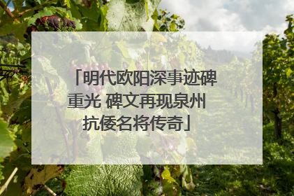 明代欧阳深事迹碑重光 碑文再现泉州抗倭名将传奇